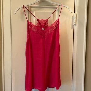 Naked Zebra large hot pink racer back lace trim camisole